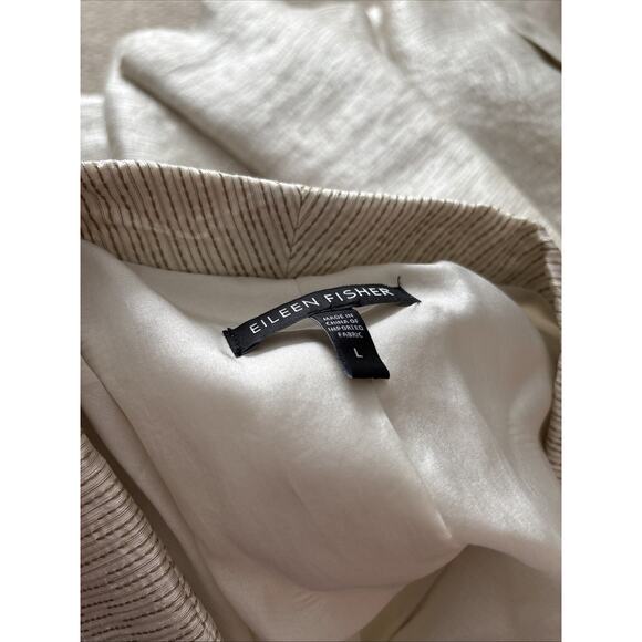 Women’s Eileen Fisher White Beige Shimmer Button Blazer Jacket Size Large - Picture 5 of 6